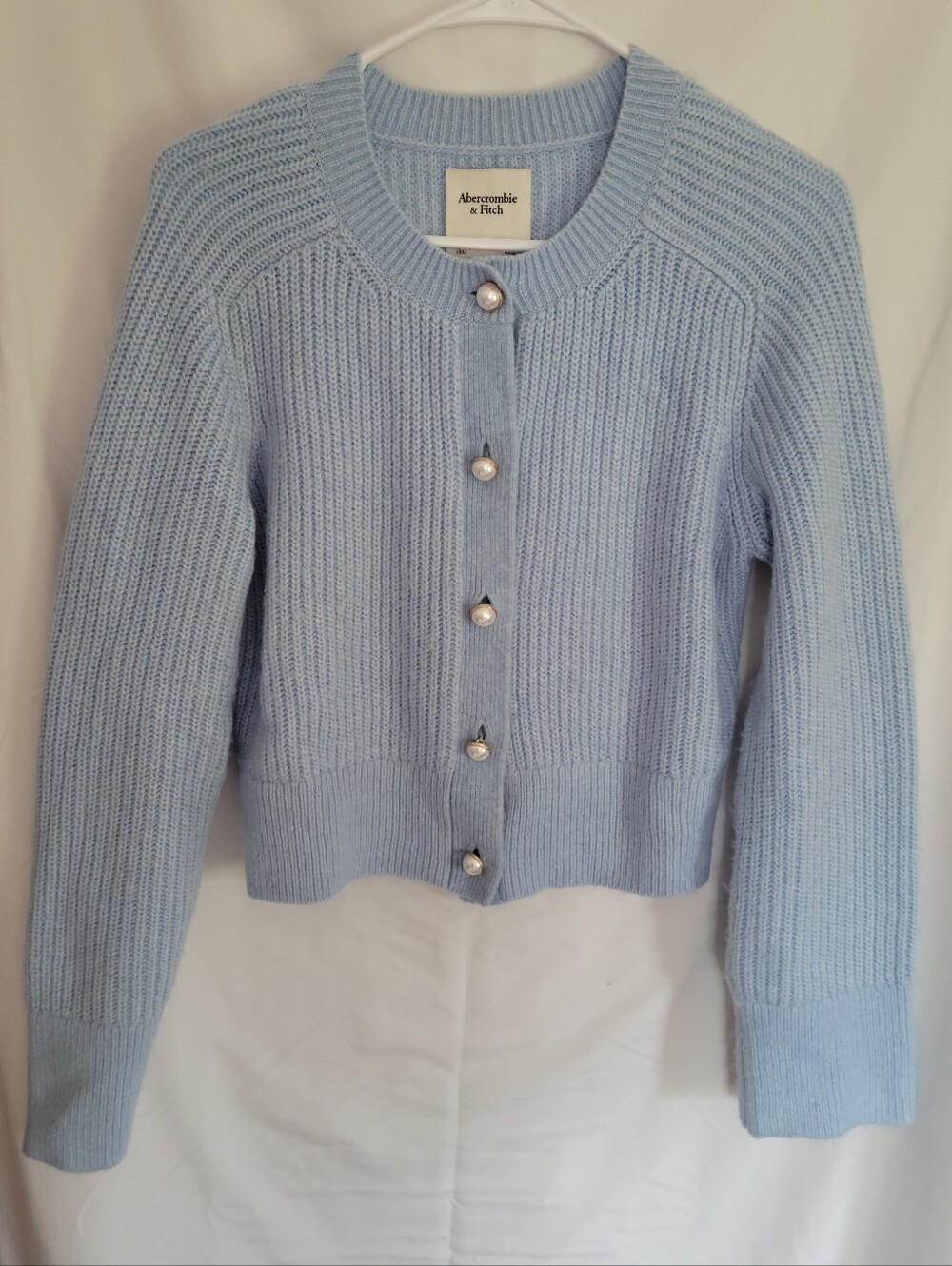 Abercrombie & Fitch Pastel Blue Ribbed Button Cardigan